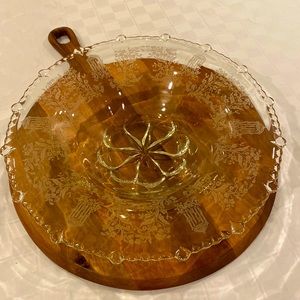 Vintage Depression glass Paden City Fostoria glass gazebo Greek/Roman bowl